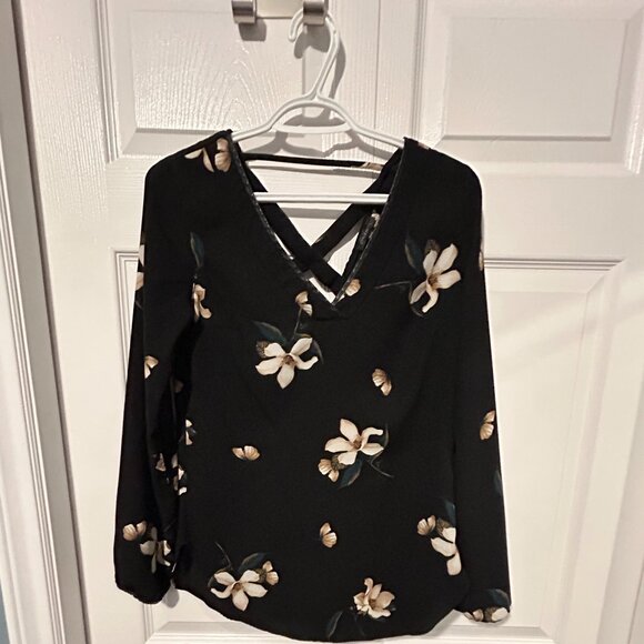 Classic Floral Blouse with Leather Trim - Picture 1 of 6